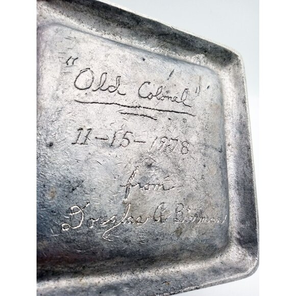 Metal Horse Ashtray Vintage Silver-Tone Inscribed to C.L.M. Tobacciana 1970s - Picture 13 of 14